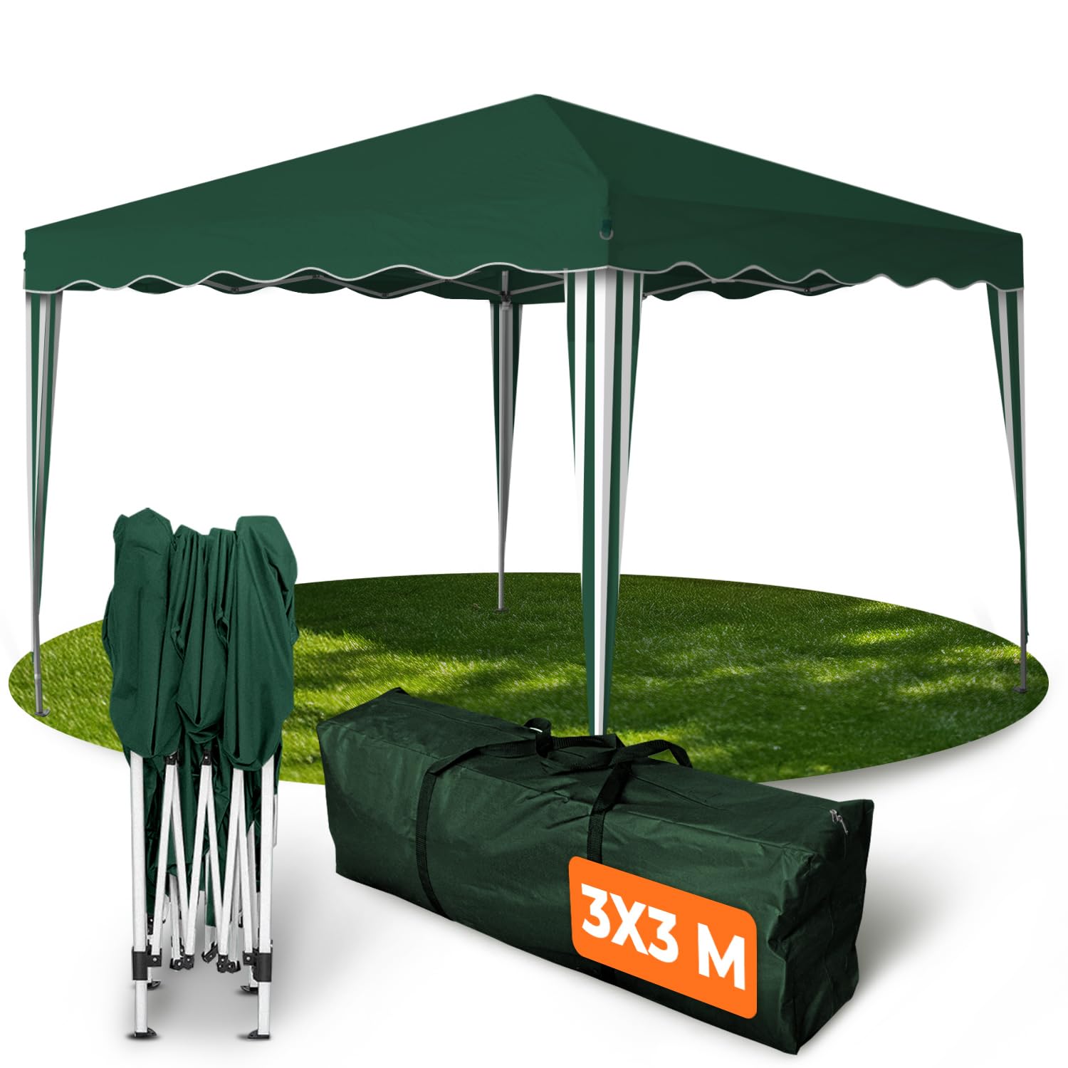 Kronenburg Faltpavillon 3x3 m – wasserdichter Gartenpavillon, UV-Schutz 50+