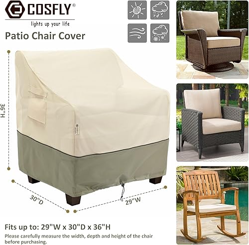 Miniatura 90 de COSFLY Fundas impermeables para muebles de patio, fundas para sillas de exterior resistentes, se adaptan a hasta 35 pulgadas de ancho x 38 pulgadas