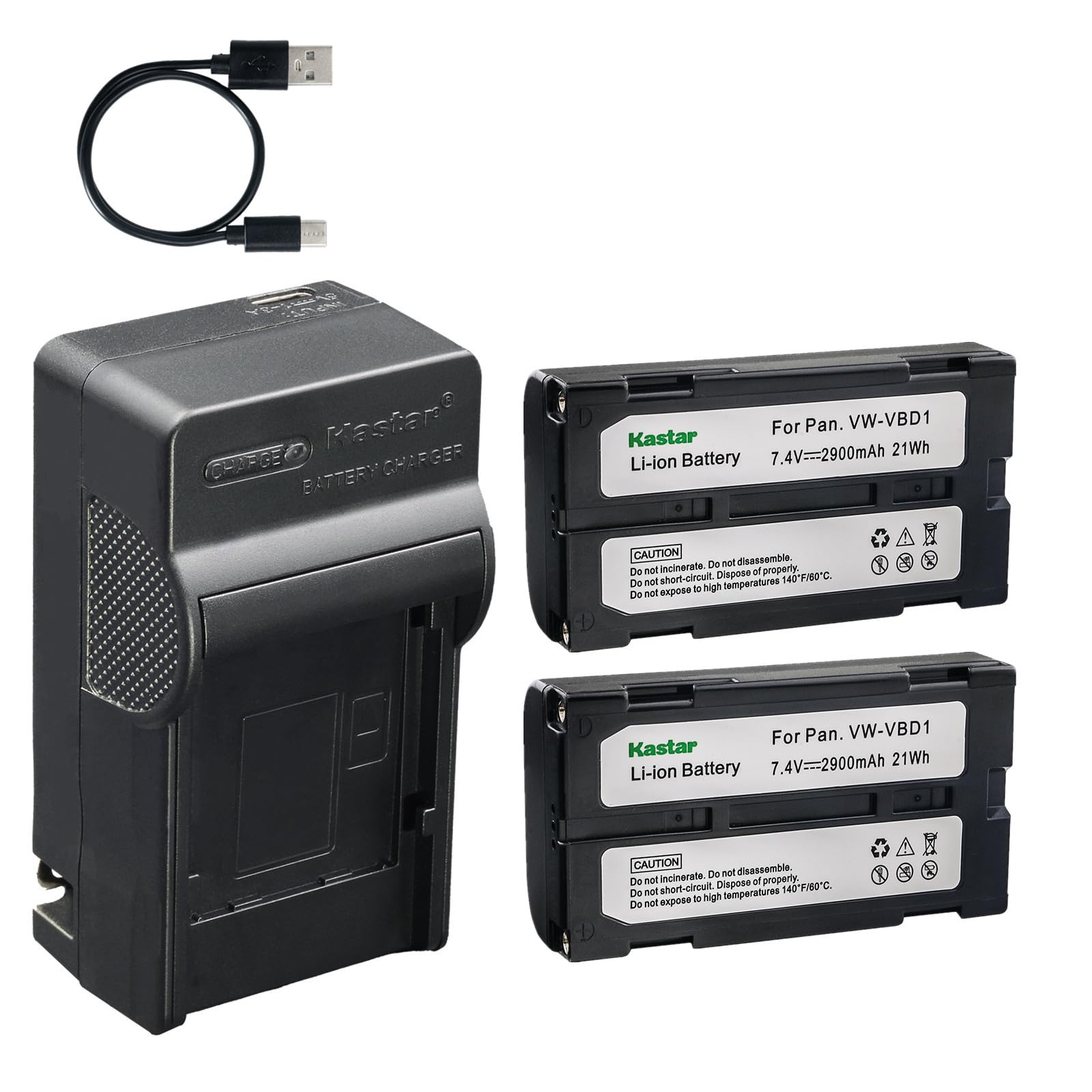 Kastar 2-Pack Battery and AC &amp; USB-C Charger, Compatible with BDC46 BDC58 BDC70 BT-70 BLI-162 ERC610 Replacement Batteries for Topcon HiPer II V, Sokkia Total Station, Hitachi JVC Panasonic Camcorder