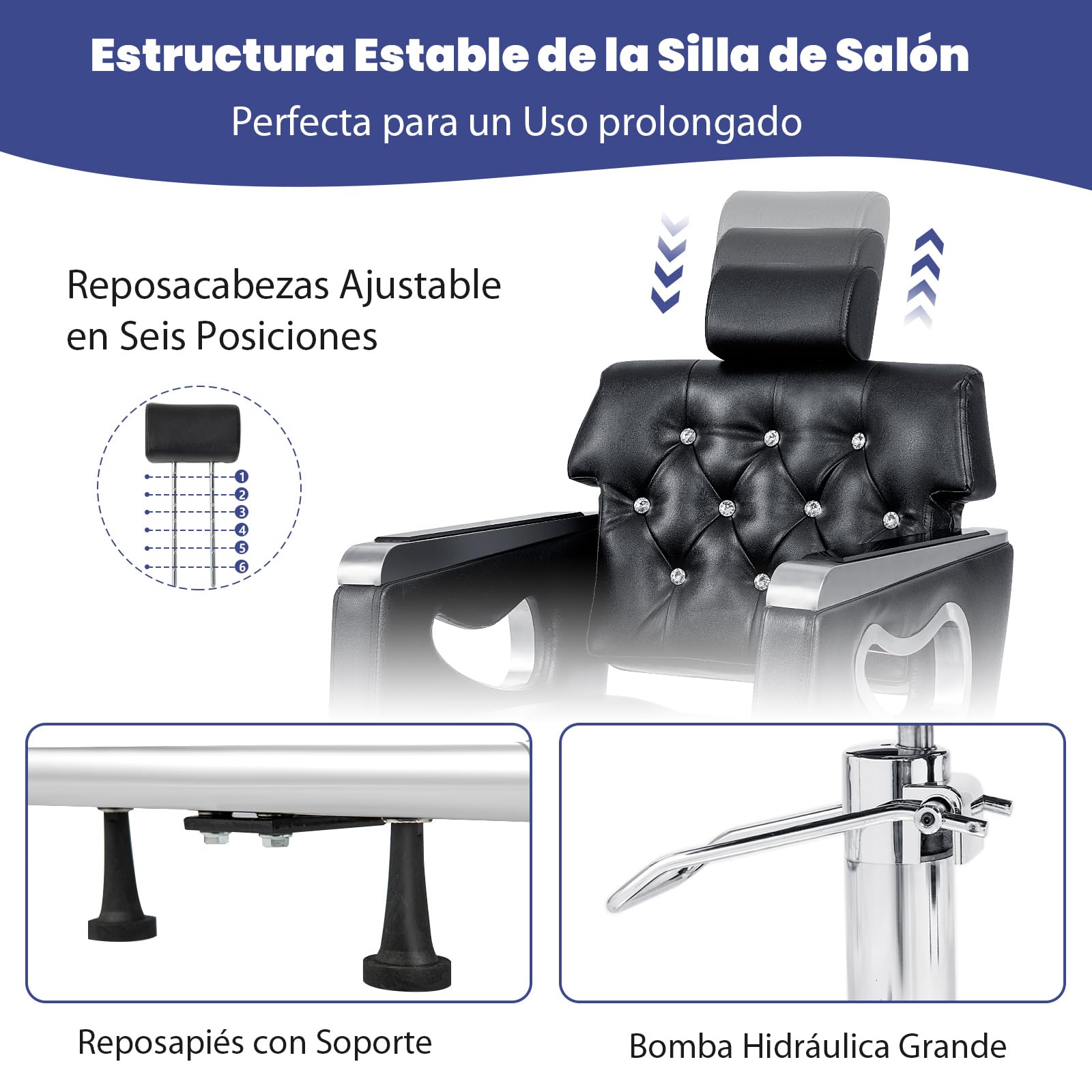 RELAX4LIFE Silla Peluquería Giratoria 360° con Respaldo Inclinable y Reposacabezas Ajustable en 6 Niveles, Sillón Barbero Hidráulico para Salón de SPA y Belleza, Barbería, Carga 150 kg
