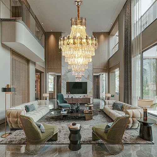 Miniatura 7 de KoKo&Yukina D24 - Candelabros de cristal del imperio francés de 16 luces para sala de estar, lámparas de techo alto, lámpara de araña para