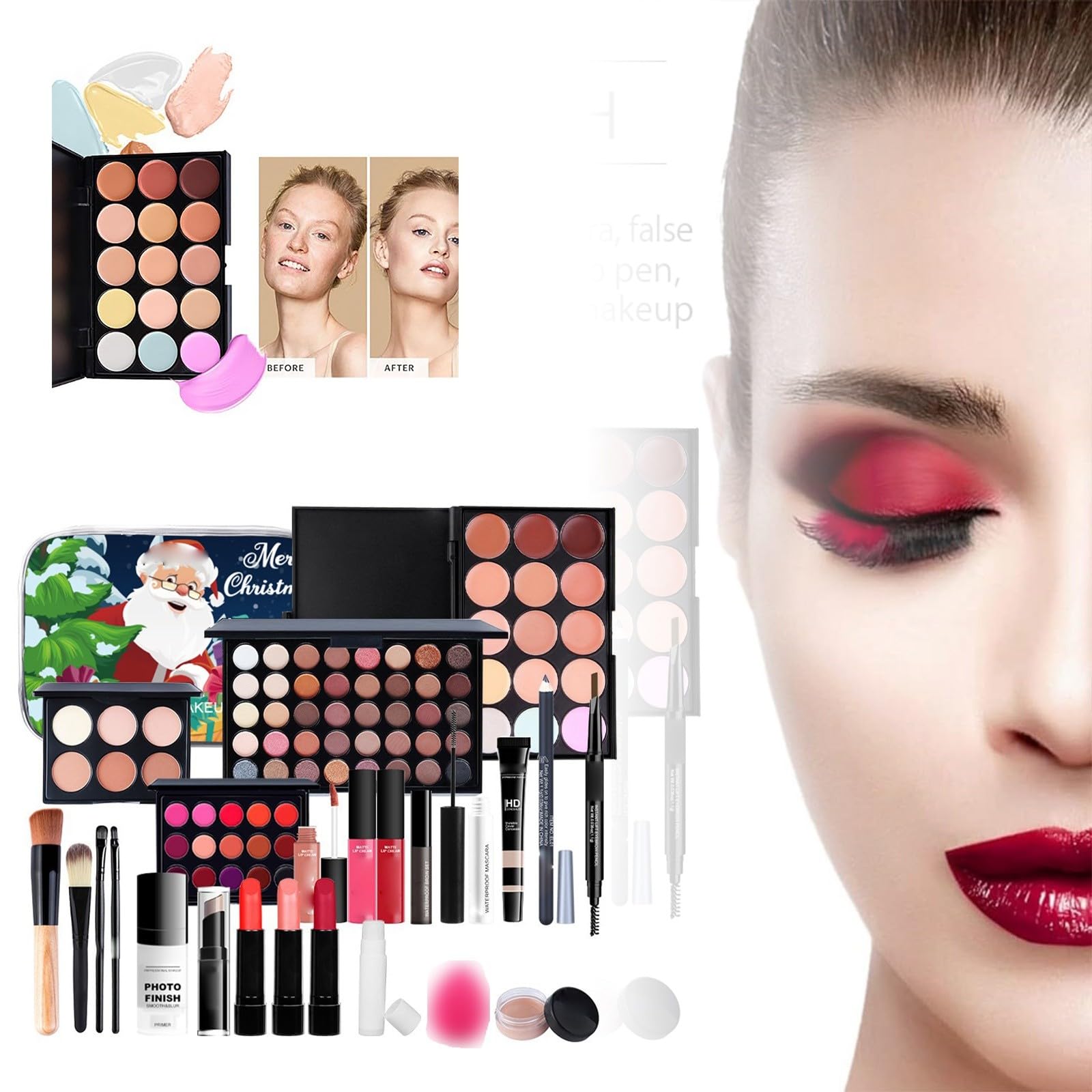 Calendario de Adviento de maquillaje 2025 para mujer, calendario de Adviento de 24 días, juego de regalo de maquillaje de Navidad y cosméticos para Navidad, juego de maquillaje y cosméticos para la