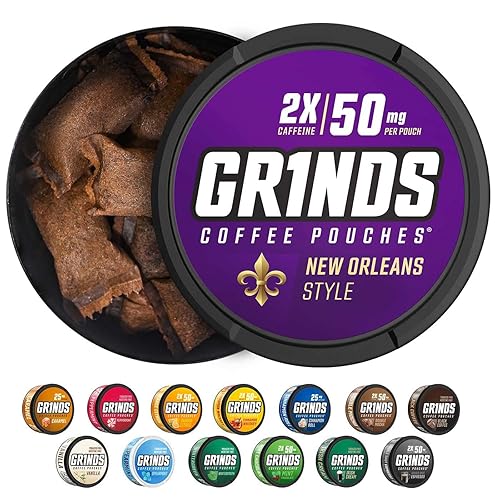 Miniatura 2 de Grinds Bolsas de café  6 latas de Nueva Orleans  Fabricado en los Estados Unidos  18 bolsas por lata  2 x cafeína 1 bolsa equivalente. 12 taza de