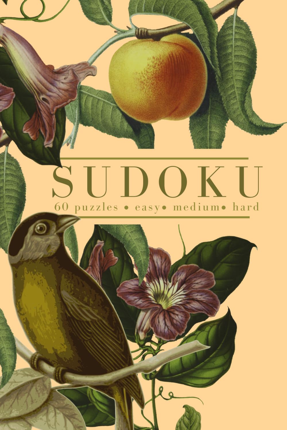 Floral Sudoku Puzzle Book: Easy, Medium, and Hard - One Puzzle Per Page - Calming Vintage Peach Botanicals (Vintage Calm Collection)