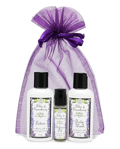 Set de regalo de lila y grosella espinosa  Perfume con loción de tamaño de viaje y gel de baño  Yennefer Scent of a Sorceress by Bella Des Natural