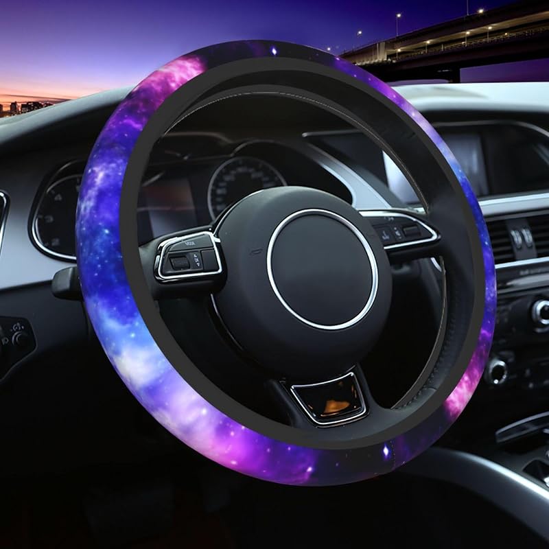 Capa para Volante Starry Sky em Poliéster, Céu Noturno Roxo, para Volantes de 35,6 a 38,1 cm Generic