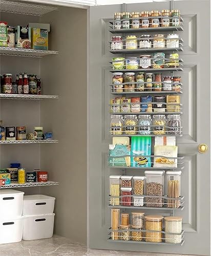 Miniatura 14 de Moforoco Organizador de Despensa Blanco de 6 Niveles Sobre la Puerta, Almacenamiento de Organización de Despensa, Estantes Colgantes de Metal