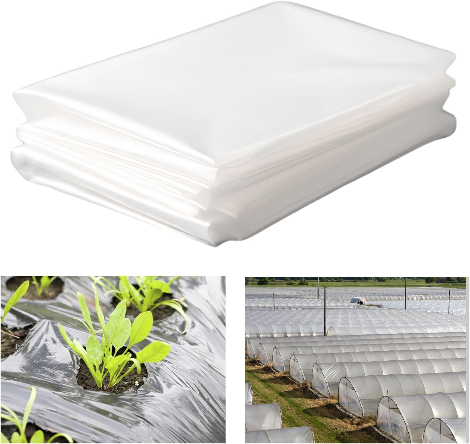 flintronic 2 X 3M Heavy Duty Polythene Sheeting, Extra Thick Plastic Dust Waterproof Sheets, Garden Grow Polythene Cover Sheets for Gardening Insulation, Building Rubble Protection (250Mu /1000G)