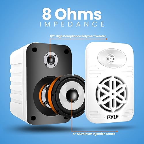 Miniatura 5 de PyleUSA - Par de altavoces Bluetooth para interiores y exteriores, 300 W, doble impermeable, 4 pulgadas, sistema de altavoces de rango completo de 2