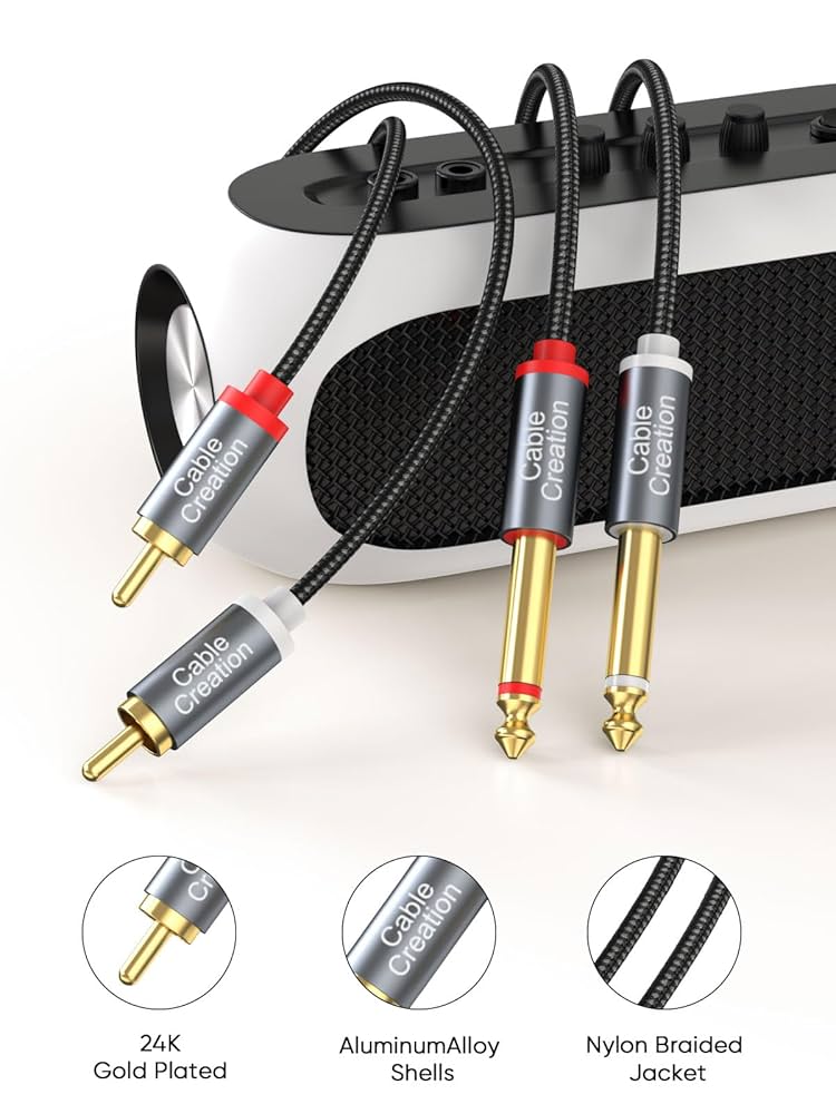 Amazon | RCA to 1/4 インチTS変換ケーブル, CableCreation