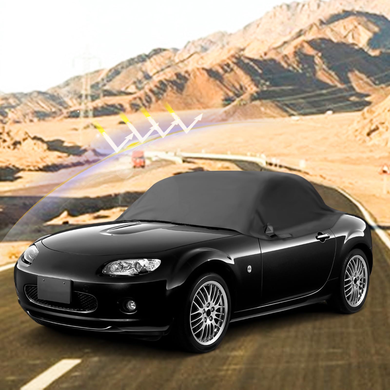 Mezza copertura per auto per Mazda MX-5 MK1 NA MK2 NB MK2.5 1989-2023, 300D Oxford Copertura impermeabile per auto Protezione UV Antipolvere Copertura per MK1 NA MK2 NB MK2.5