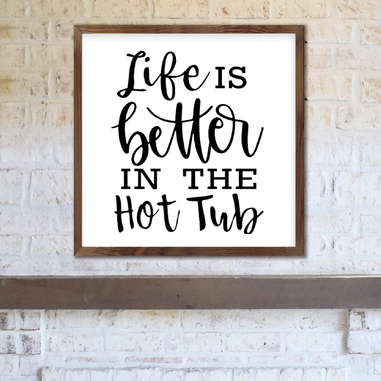 Cartello verticale rustico da appendere in legno Happy Spouse Happy House, 20 x 30 cm, cartello
