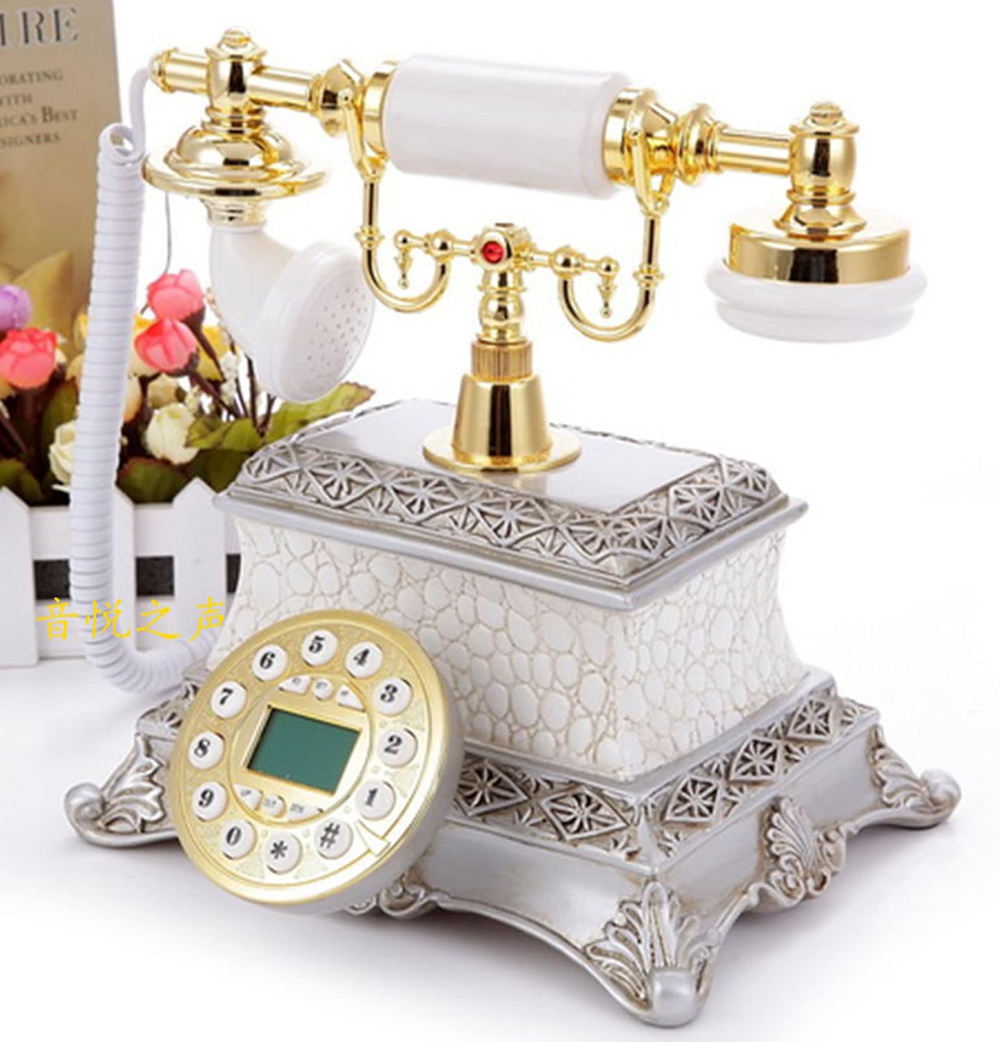 Telephone European Style Decoration Bedroom Home Retro Telephone Decorative Landline Replica Antique,Brown