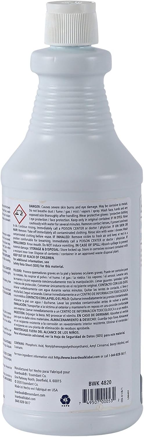 Boardwalk Industrial Strength Porcelain Bowl and Tile Cleaner, Floral Scent, 32 oz, 12/CT