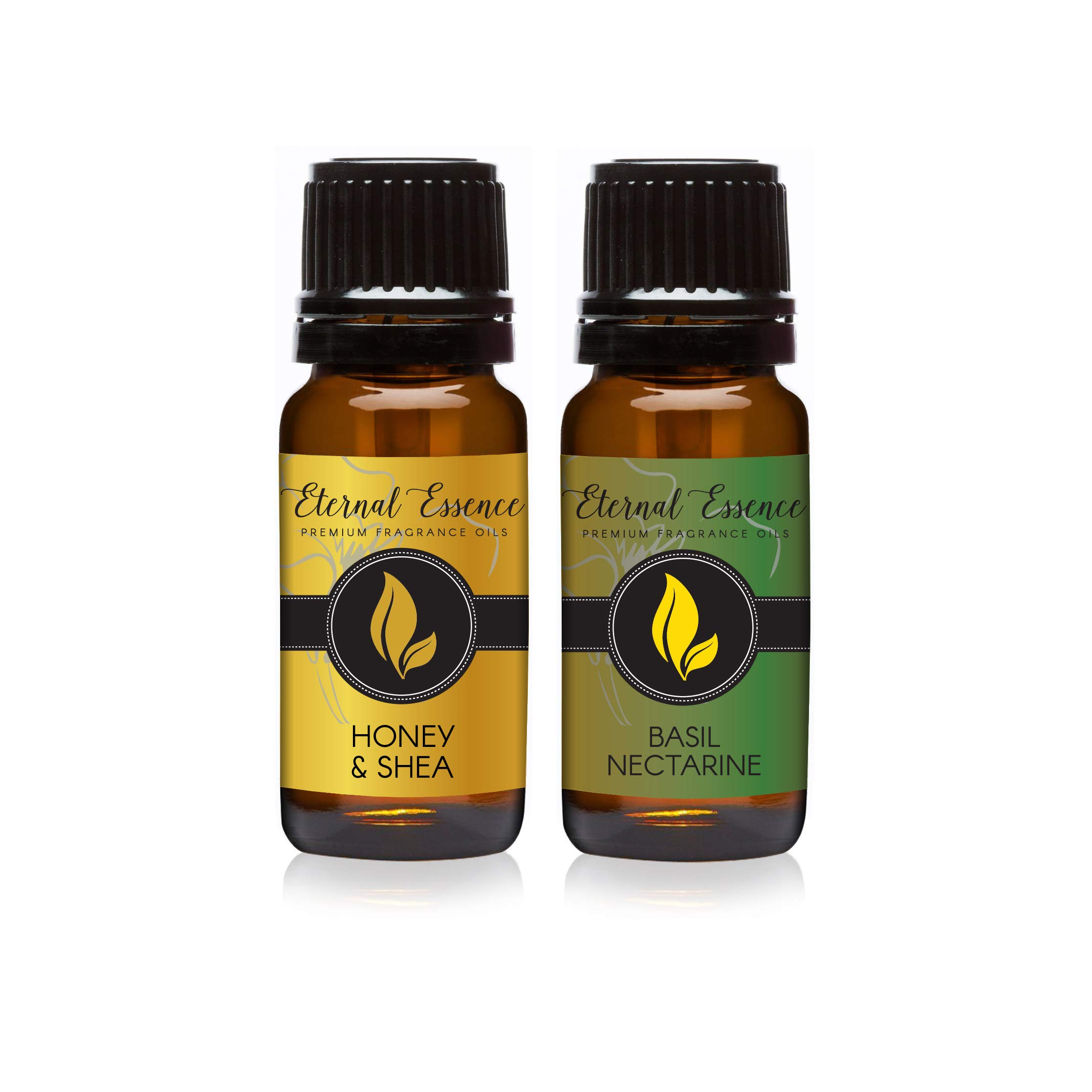 Eternal Essence Oils 2 Pack 10ml Premium Fragrance Oil - Basil Nectarine &amp; Honey &amp; Shea - for Candle, Soap Making, Aromatherapy, Diffusers, Home Care, &amp; Humidifiers
