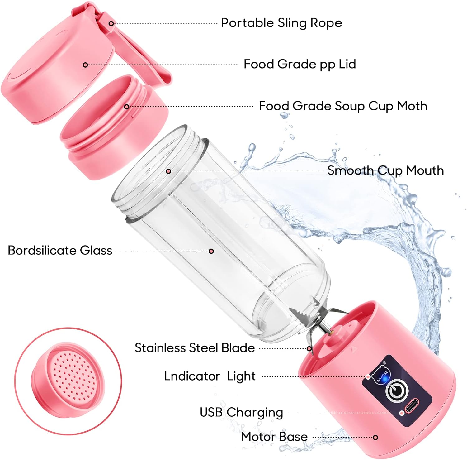Вибухнув view of Miaoke Portable Blender components