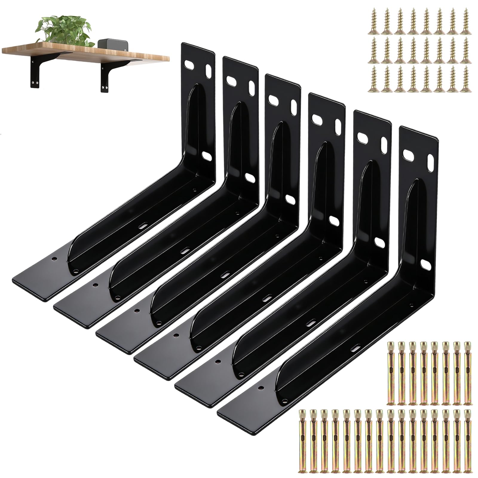 Supports d'étagère robustes en acier noir pour un design épuré