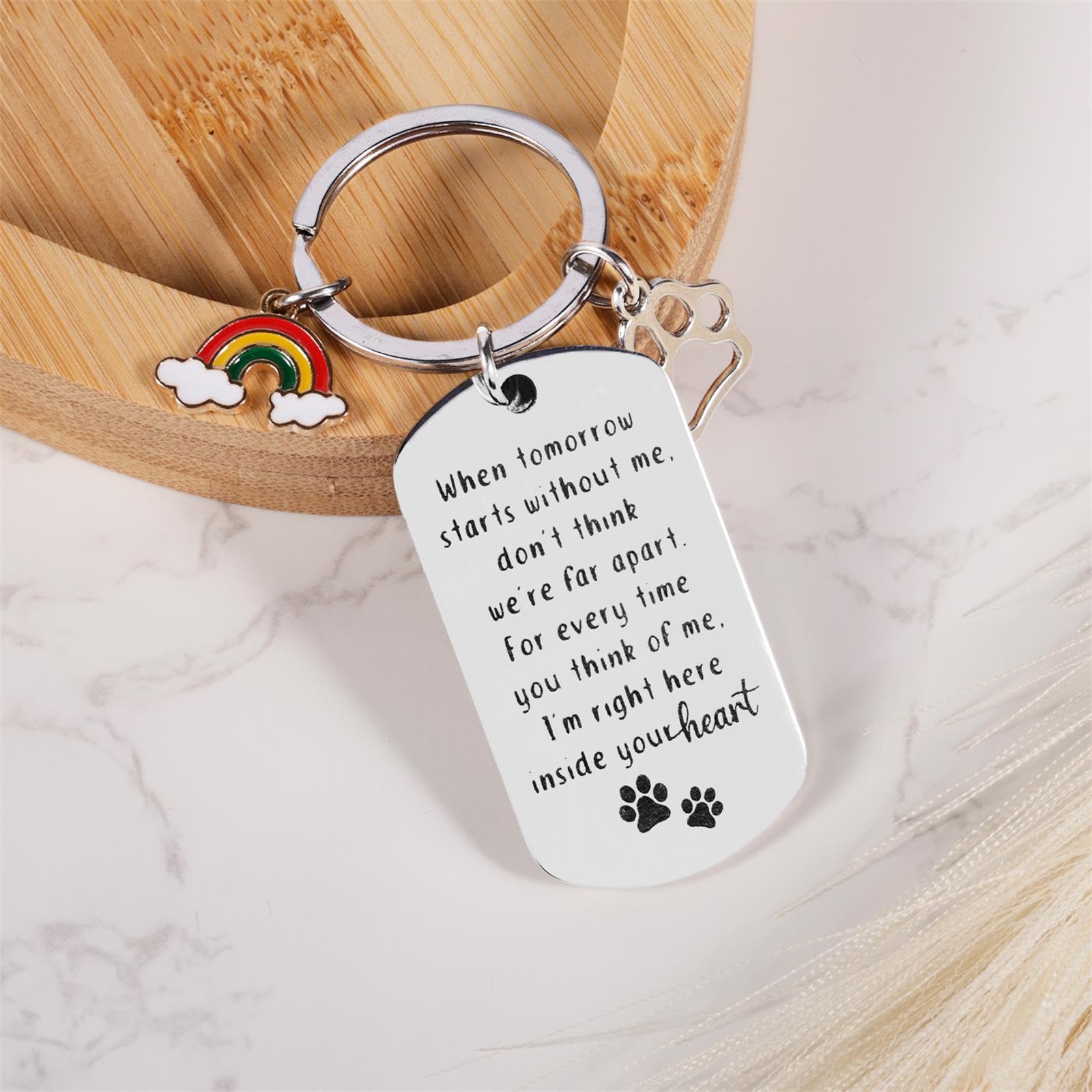 XIHIRCD Portachiavi Commemorativo per Cani per la Perdita del Cane, Regalo Commemorativo per Cani con Ponte Arcobaleno Portachiavi per Cani con Simpatia e Lutto per Cani Gatti Animali Domestici