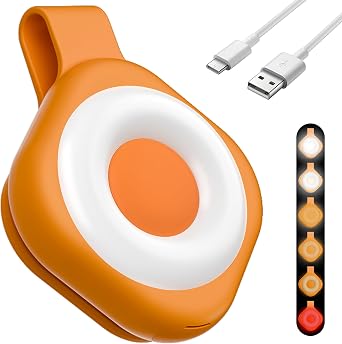 RAHAN Nurse Night Light Clip for Badge, Rechargeable Magnetic Badge Light with 6 Brightness & 3 Color Modes, Hands-Free Nurse Essentials for Night Shift, Purse Light for Walking, Camping, Orange