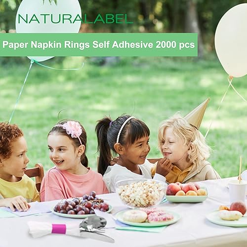 Vista 18 de NATURALABEL Servilletero estándar, servilleteros de papel autoadhesivos, 2000 unidades (blanco)