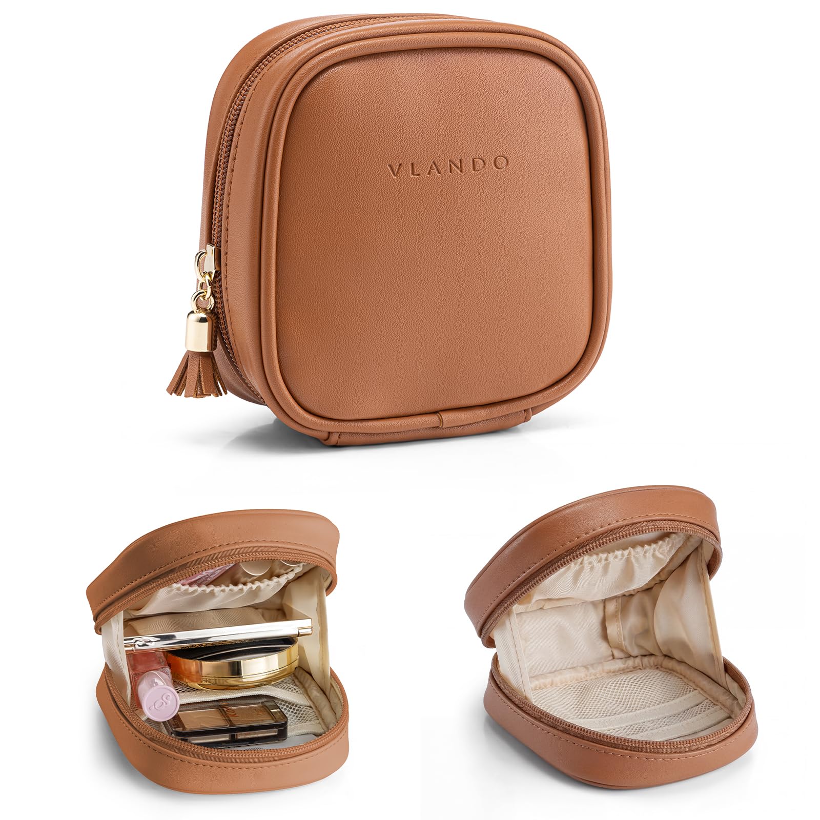 Vlando Kosmetiktasche klein, Make up Tasche für Geldbörse mit Einsteckfächern, Schminktasche Damen mit Reißverschluss, Wasserdichtes Makeup Bag für Frauen