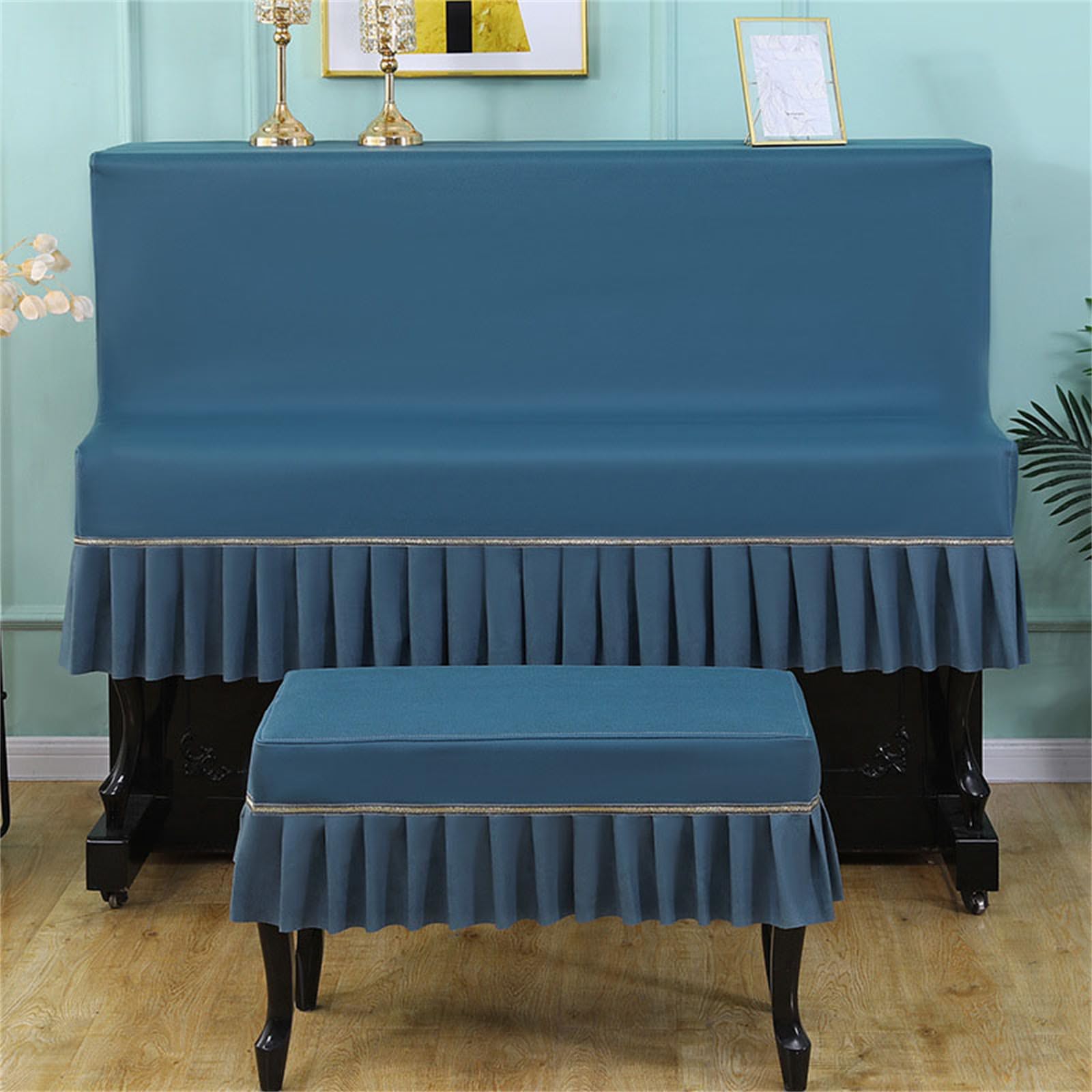 Telo coprisgabello per Pianoforte Verticale, Copertura Protettiva Universale per Pianoforte Verticale con Orlo in Pizzo, Copertura Decorativa per Mezzo Pianoforte per Pianoforte Verticale Un