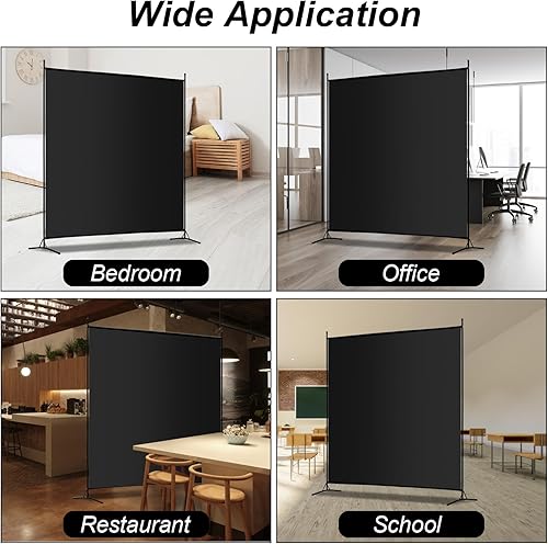 Miniatura 7 de Divisor de habitación de panel grande individual, pantalla de privacidad de 6 pies de alto, divisor de pared independiente de habitación, pantalla 1