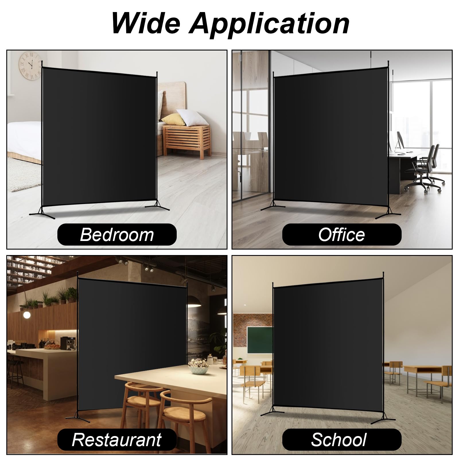 Divisor de habitación de panel grande individual, pantalla de privacidad de 6 pies de alto, divisor de pared independiente de habitación, pantalla divisora de habitación ligera para oficina en 7
