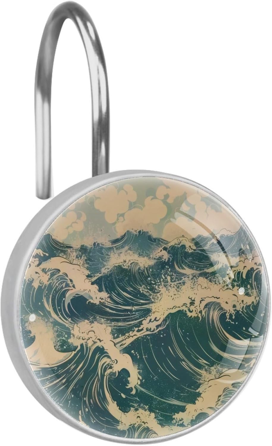 Ocean Jellyfish Blue Coastal Beach Underwater Bathroom Shower Curtain Hooks, 12 Pcs Stainless Steel Shower Curtain Hooks Rings for Bathroom Shower Rods Curtains