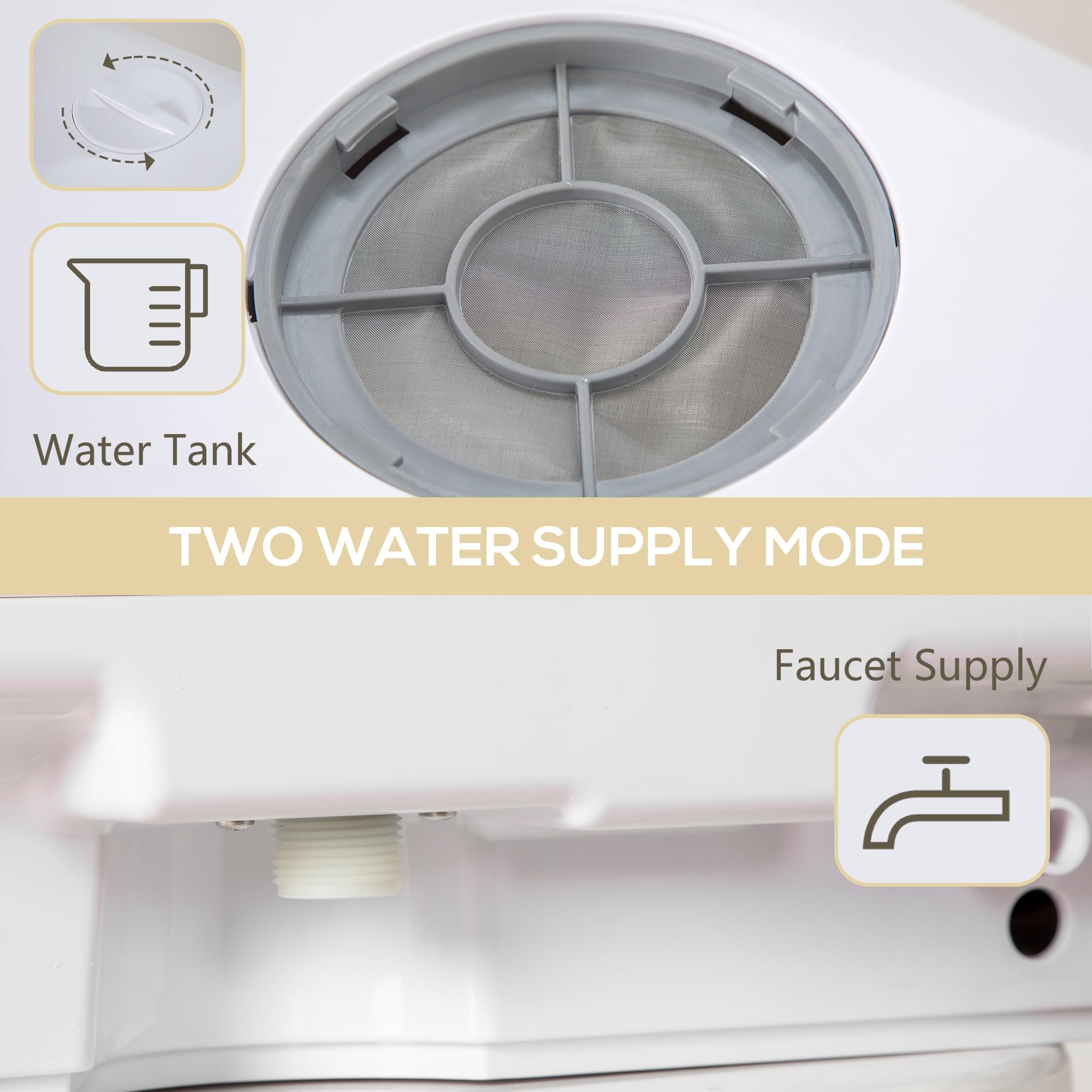 HOMCOM Table Top Dishwasher, Mini Countertop Dishwasher No Plumbing with Built-in 6L Water Tank, 6 Programs, Touch Control, LED Display, 4 Place Settings, Dual Water Supply and Fruit Wash, Black White — view 5