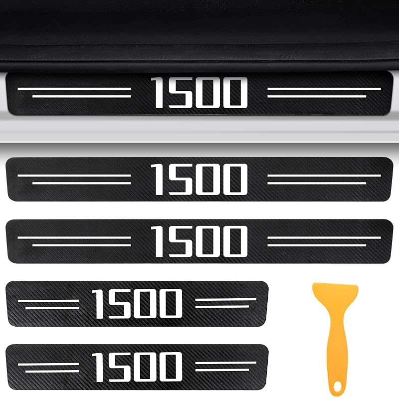 Protetor de Soleira para Dodge RAM 1500 e Chevy Silverado 1500, couro sintético com textura de fibra de carbono, branco