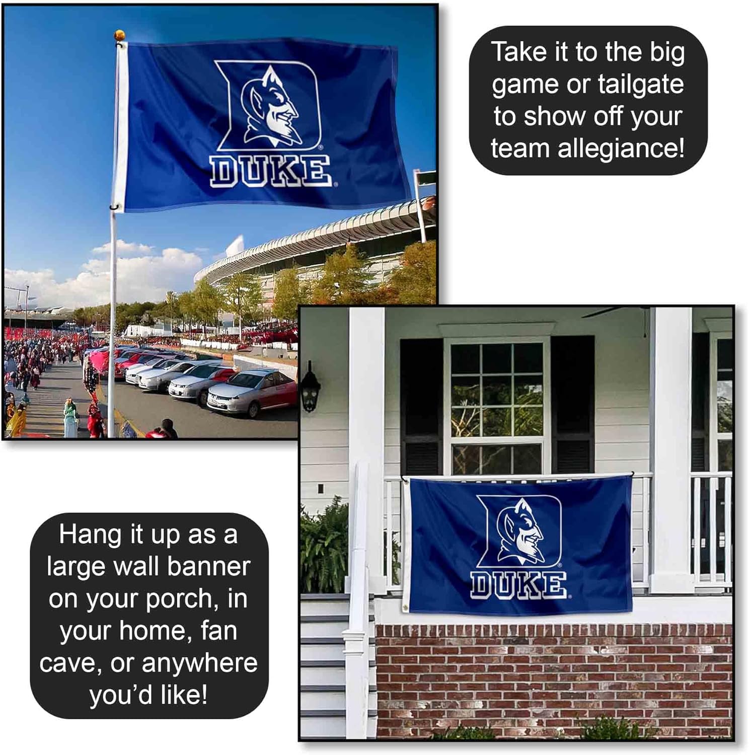 College Flags & Banners Co. Duke Blue Devils Primary Logo Large Grommet Banner Flag - Image 4