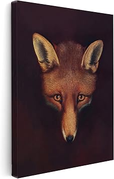 Poster Master Fox Canvas - Retro Renard the Fox Print - Portrait Art - Great Gift for Men, Women, Animal Lover - Minimal Decor for Living Room, Office, Bedroom - 8x10 STRETCHED Canvas