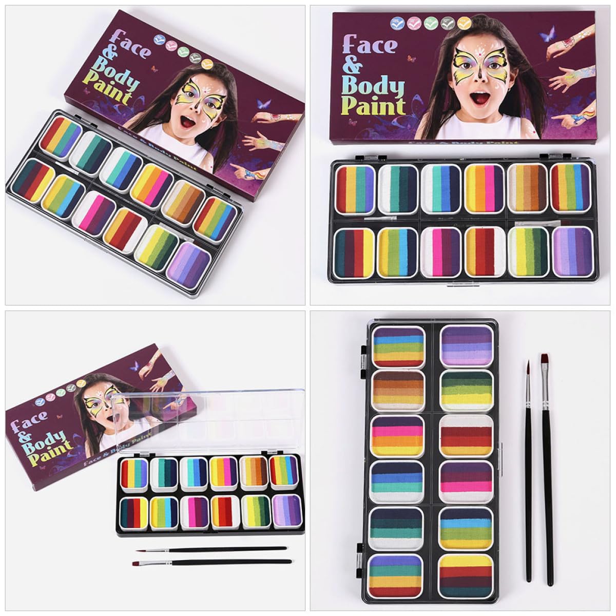 Kit de Pintura Facial y Corporal de 12 Compartimentos, Pigmento