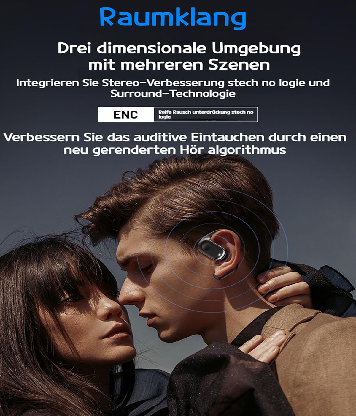 NovaLingo Écouteurs intra-auriculaires 3 en 1 avec traduction en temps réel, traduction vocale et réduction du bruit Bluetooth pour les voyages et les affaires (Noir)