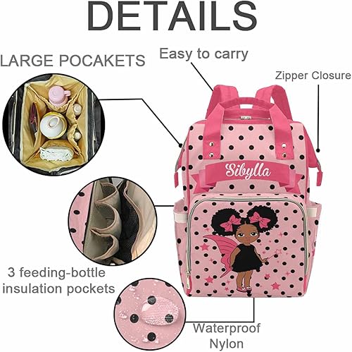 Miniatura 2 de M YESCUSTOM Bolsa de pañales personalizada para bebés para mujeres y hombres, bolsas de lactancia personalizadas para mamá, Bolso-43, Grande,