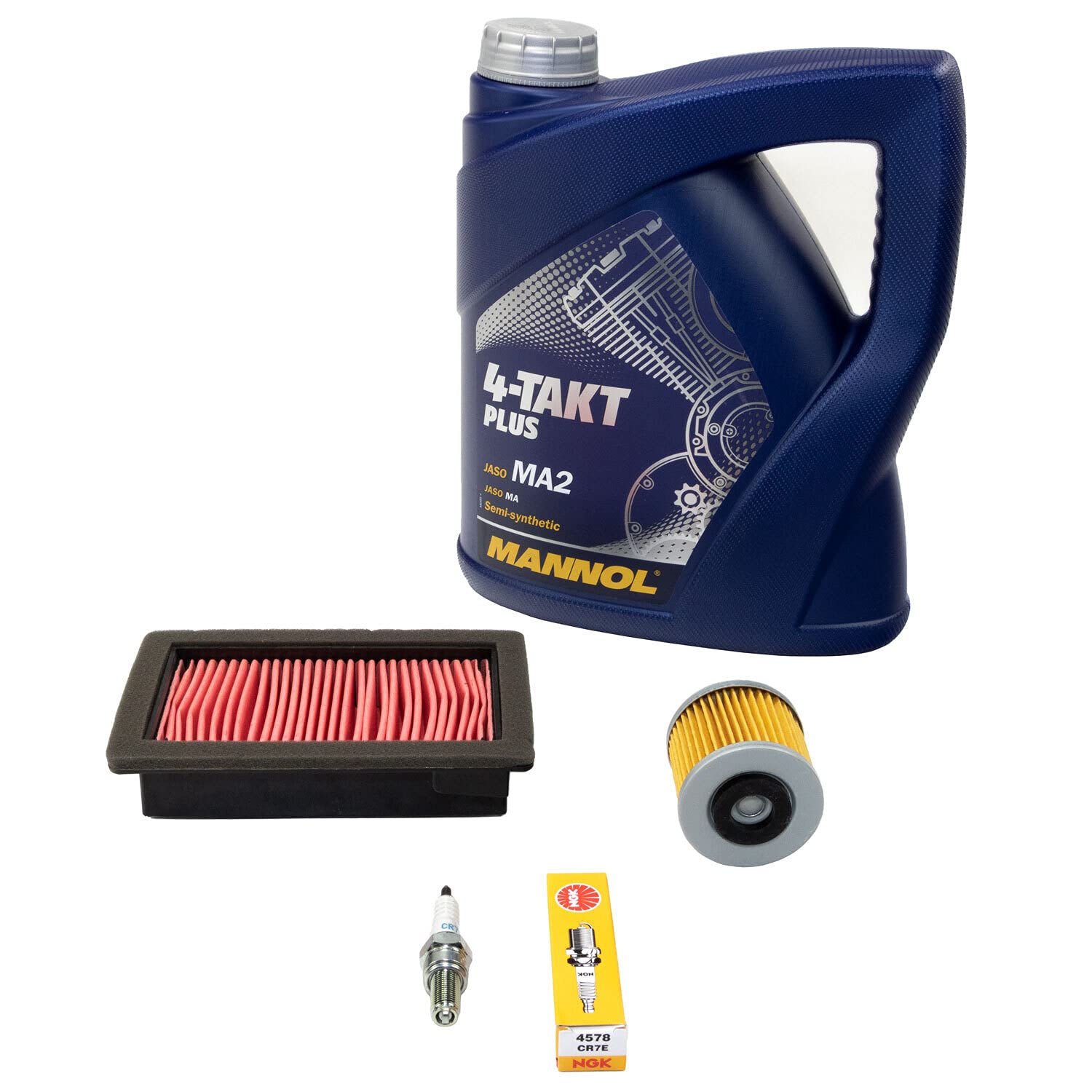 Wartungspaket Öl 4L + Luftfilter + Ölfilter + Zündkerze für Yamaha MT-03 660 XT 660 XT660 RM02 DM01 Baujahr 2004-2015