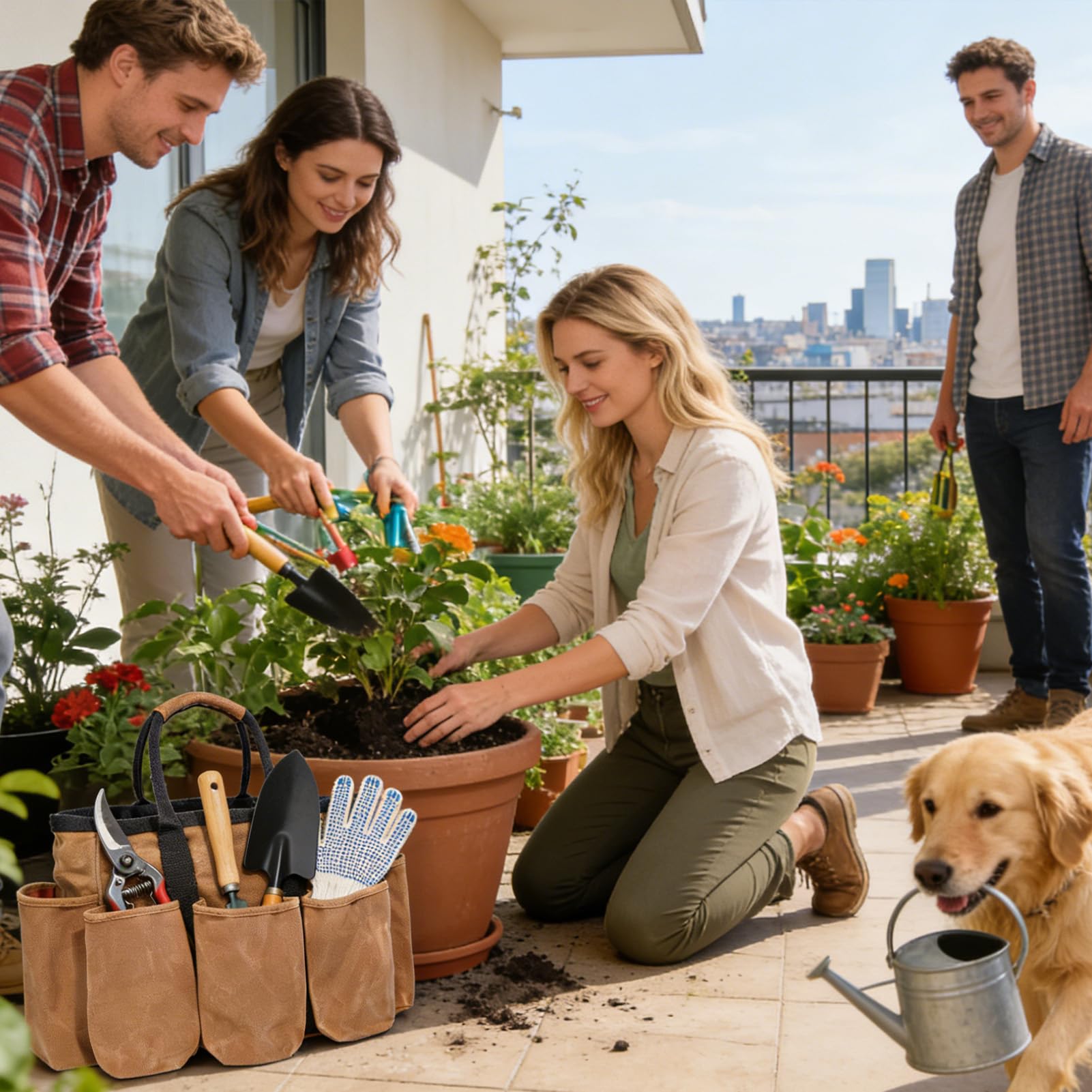 Borsa per il Giardinaggio Tela Spessa E Resistente Multiuso Per Forniture | Porta Attrezzi Da Giardino Per Uomini Giardinaggio All'Aperto Lavoro Campeggio Costruzione Piantumazione Tras