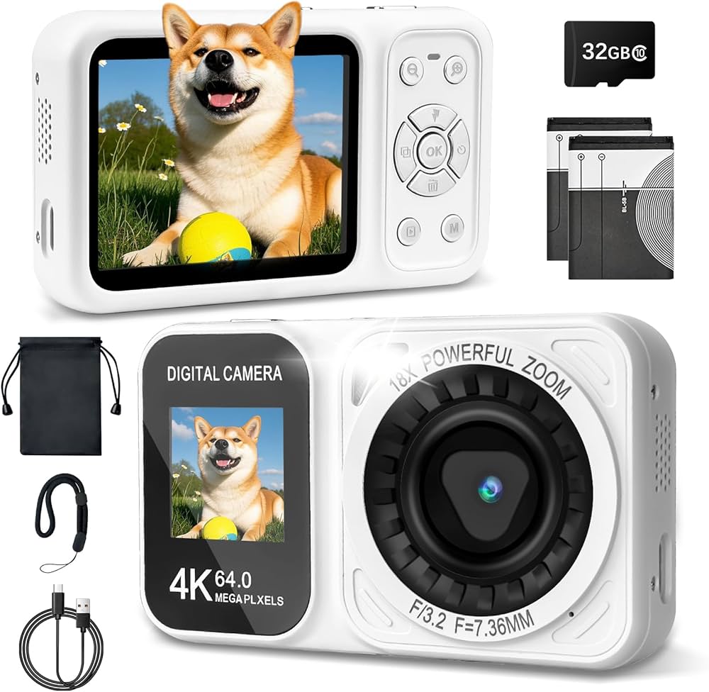 Amazon | デジタルカメラ 4K 6400万画素 30FPS デジカメ【IPS デュアル