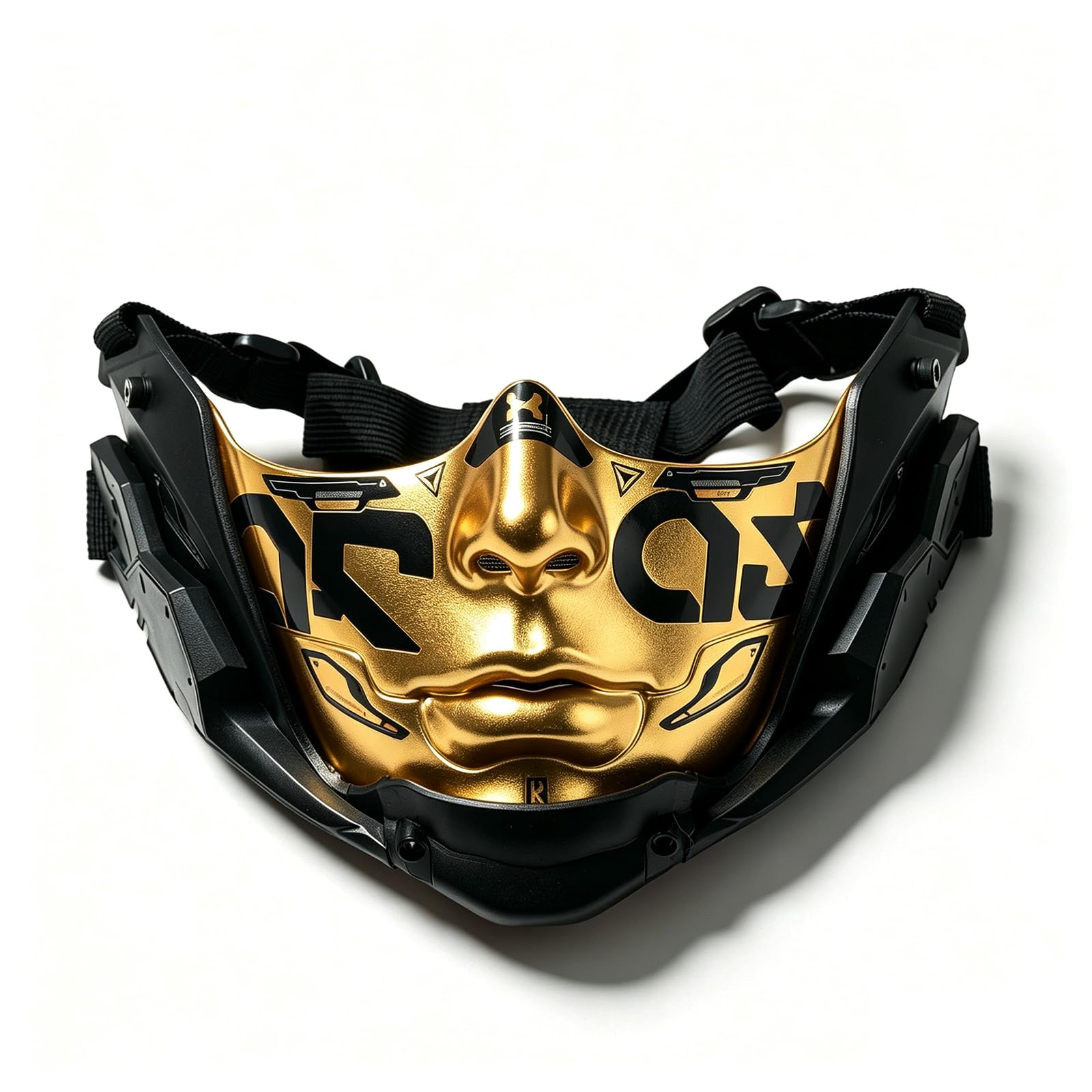 Qngcolrcy Punk Half Face Mask Futuristic Mechanical Sci-Fi Masks for Cosplay Halloween Costume Prop (Gold, Large)