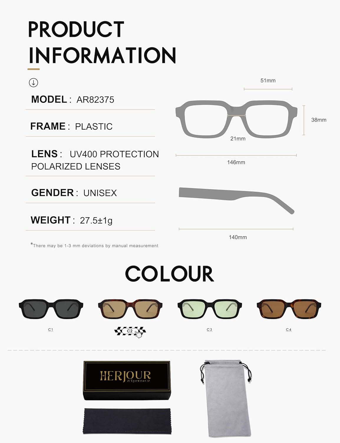 Polarized Trendy Retro Rectangle Sunglasses Womens Mens 90s Classic Vintage Sun Glasses AR82375 - Image 5