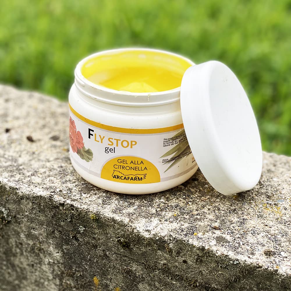 Gel Repellente Naturale per Cavalli Citronella Geranio e Tea Tree 500 ml Fly Stop, per zone delicate occhi orecchie naso perineo, Crema protezione Insetti Mosche Zanzare - Made in Italy