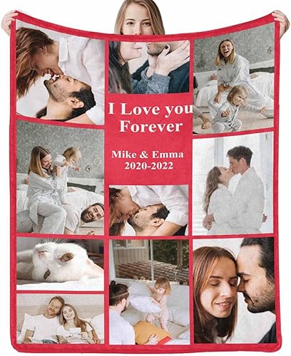 D-Story Manta Personalizada con 10 Fotos Textos Hecha en EE.UU., Manta Personalizada Manta de Fotos Personalizada Manta Personalizable Personalizar