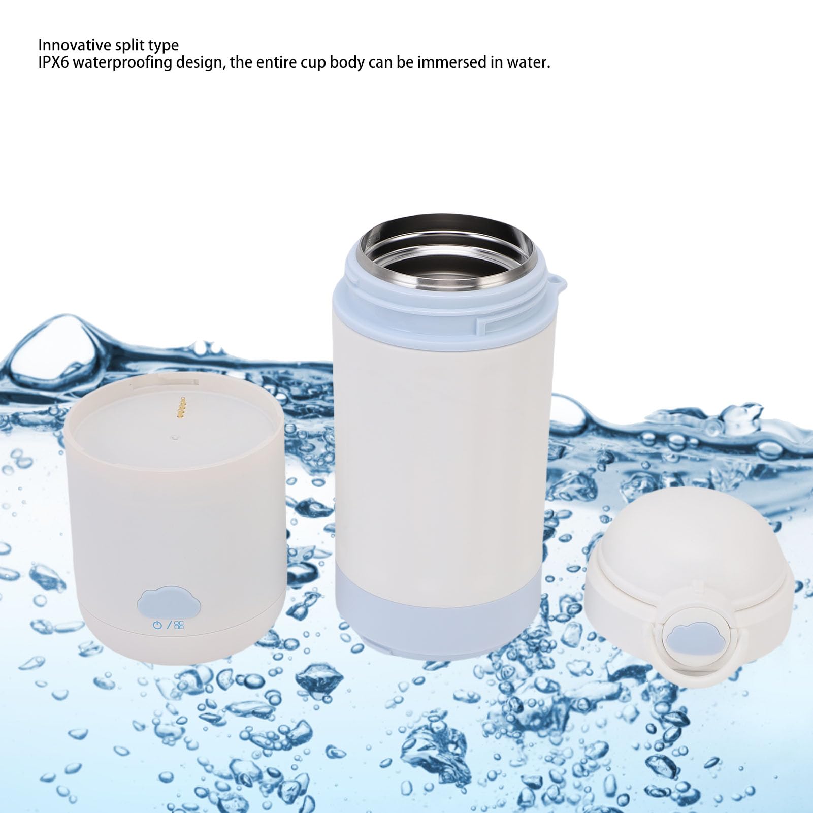 RIZGHWOY Carampe Elettrico da Viaggio, Bollitore Elettrico Portatile Ricaricabile Ricaricabile da 500 Ml USB Auto in Acciaio Inossidabile in Acciaio Inossidabile per Ufficio da Viaggio