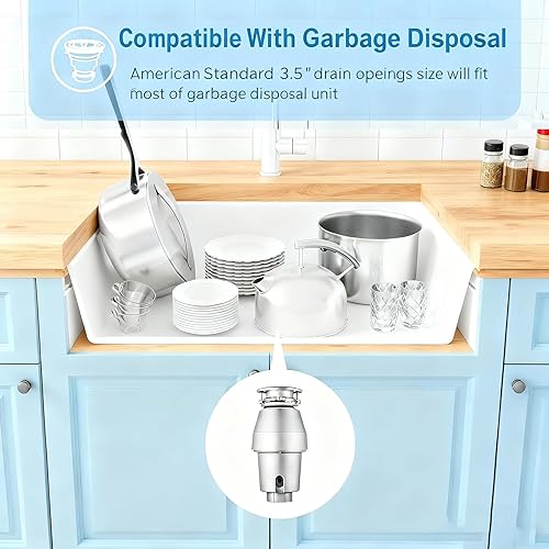 Miniatura 37 de Fregadero de cocina blanco, fregadero de barra blanca de 17 pulgadas, fregadero de barra de montaje inferior de 17 x 19 x 10 pulgadas