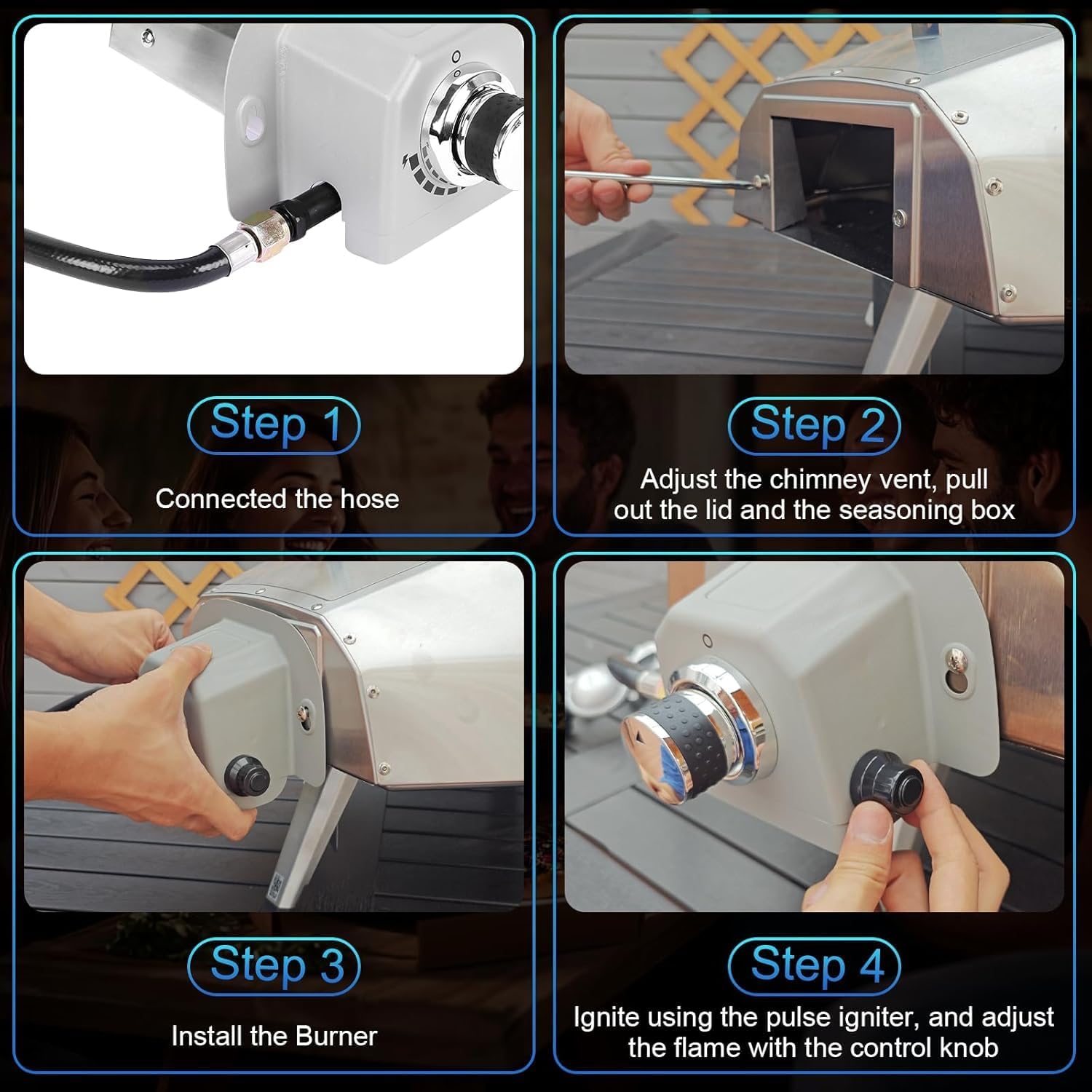 Gas Burner Attachment for Pizza Oven Accessories, Gas Burner Replacement for Karu 2/12/12G and for Fyra 12 Models, fits Bighorn Outdoors Pizza Oven 12"