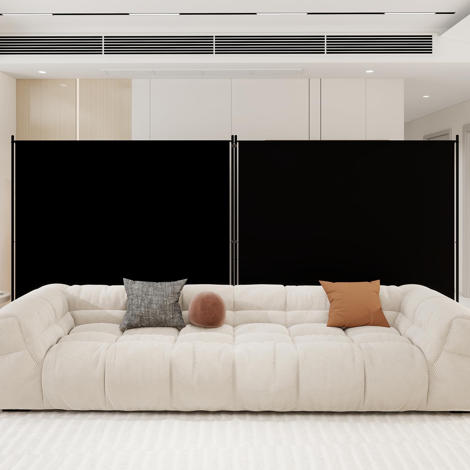 T&Jero 2-Panel Faltbarer Raumteiler, Tragbarer Sichtschutz Für Zuhause Und Büro, Freistehende Raumtrennwand Für Schlafzimmer, Wohnzimmer, Studio, 360cm Breit X 180cm Hoch, Schwarz