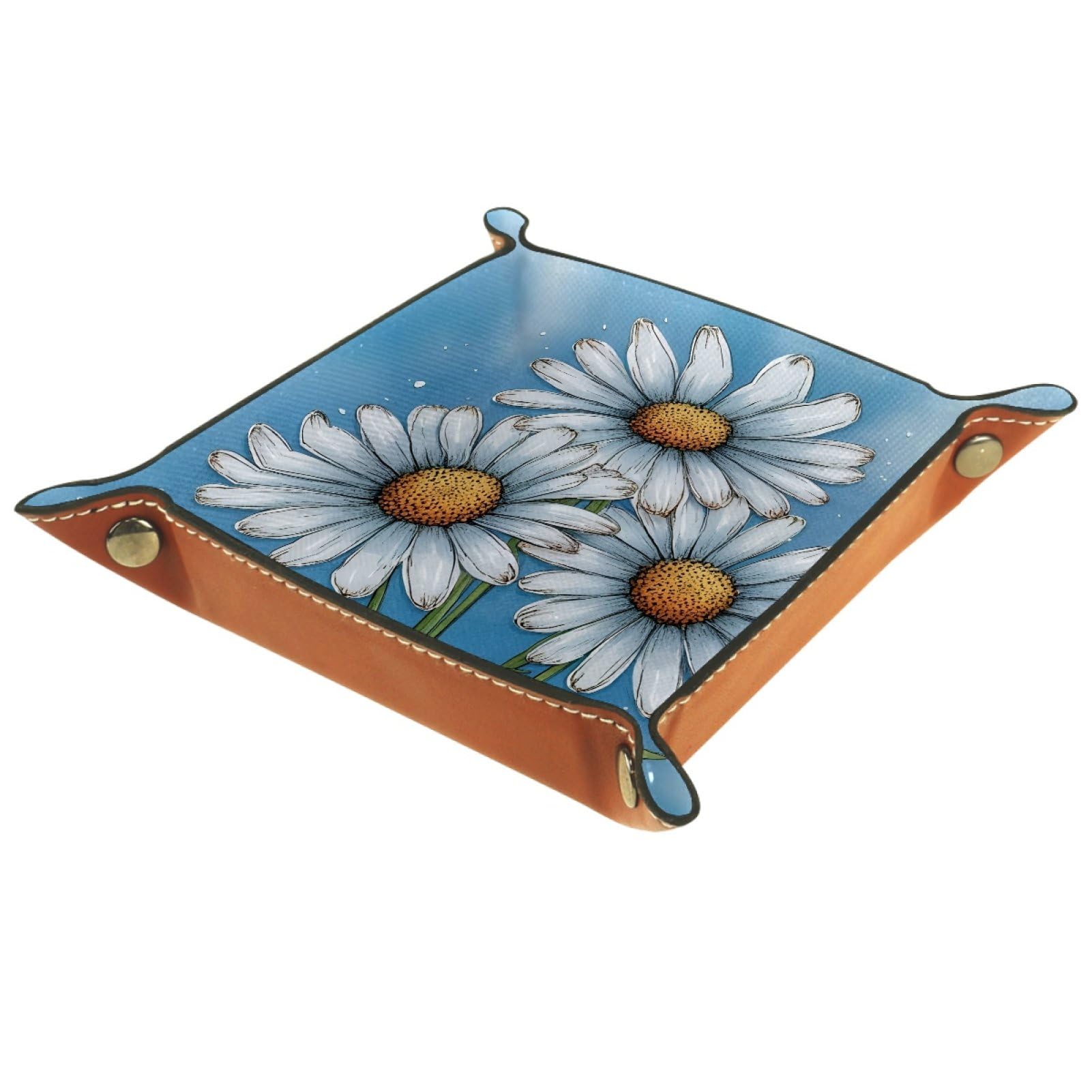 VAPOKF Daisy Flowers Dice Tray, Folding Microfiber Leather Dice Holder for Dungeons and Dragons RPG Dice Gaming D&D and Other Table Games