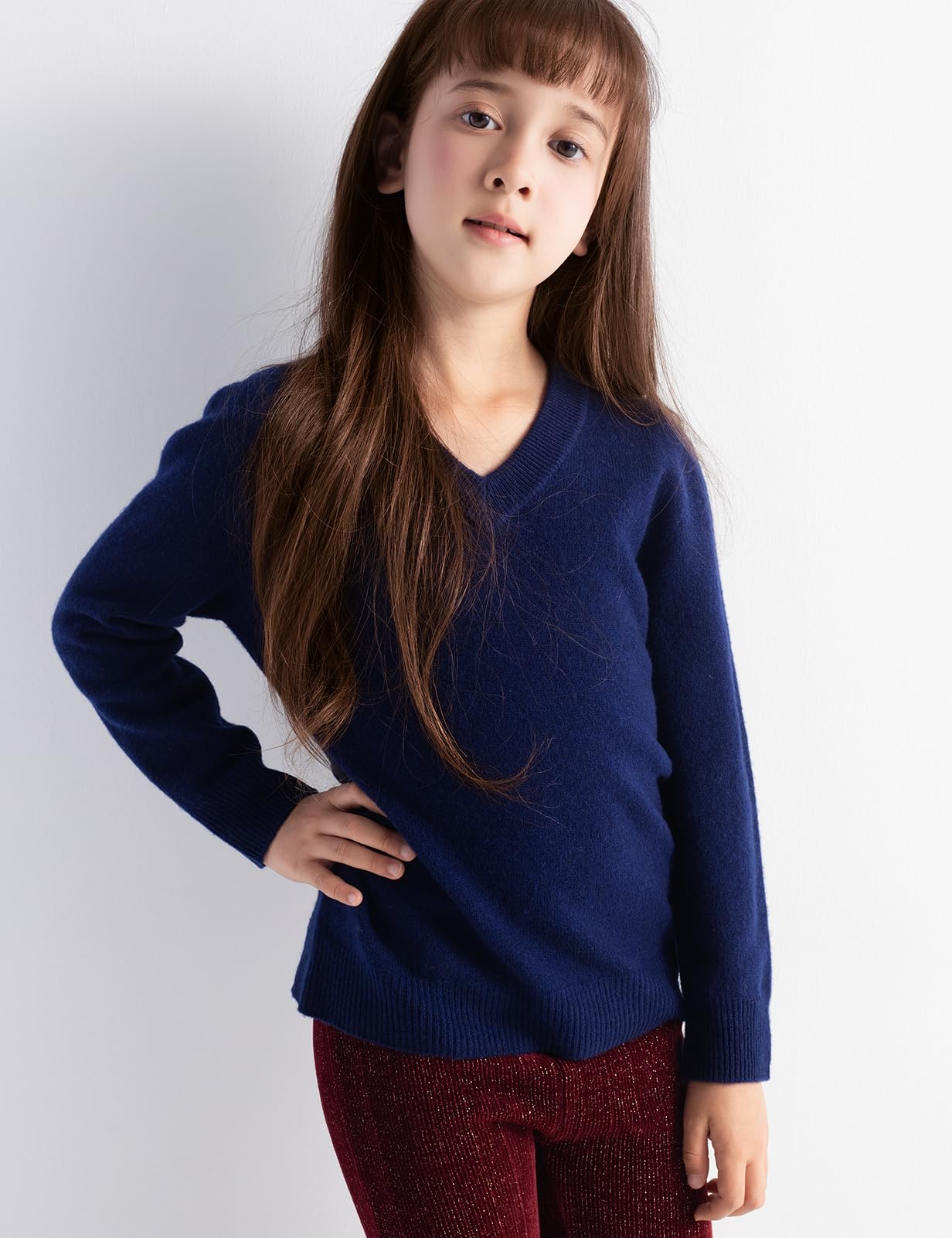 Chanyarn Niño Niña 100% Lana Merino Jerséis 2025 Otoño-Invierno Cuello En V Manga Larga Jersey De Punto Sin Costuras