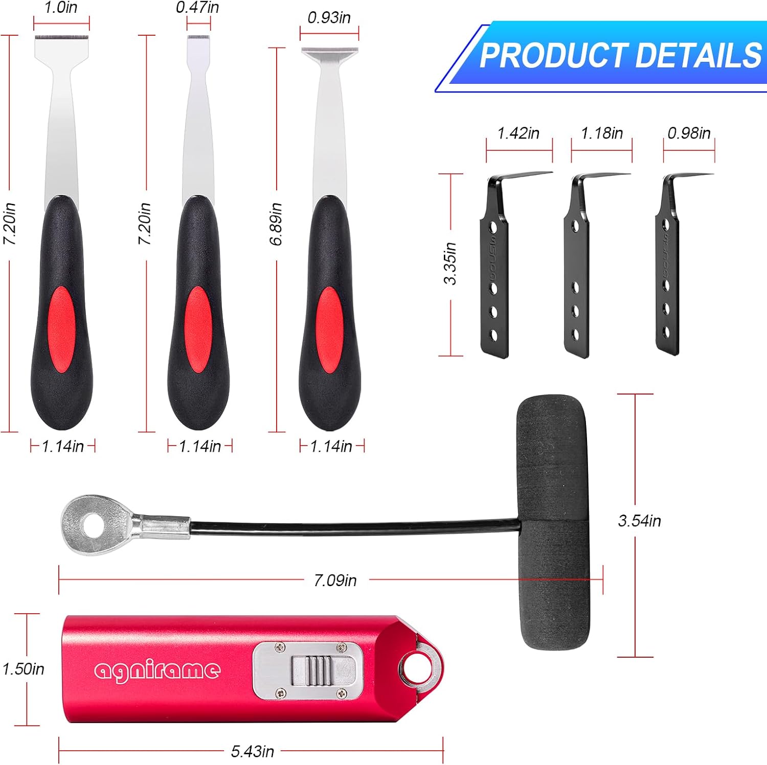 Windshield Removal Tools Universal Car Windscreen Quick Release Cold Knife Windshield and car Window Glass Urethane Scraper Tool Set，7-piece Set
